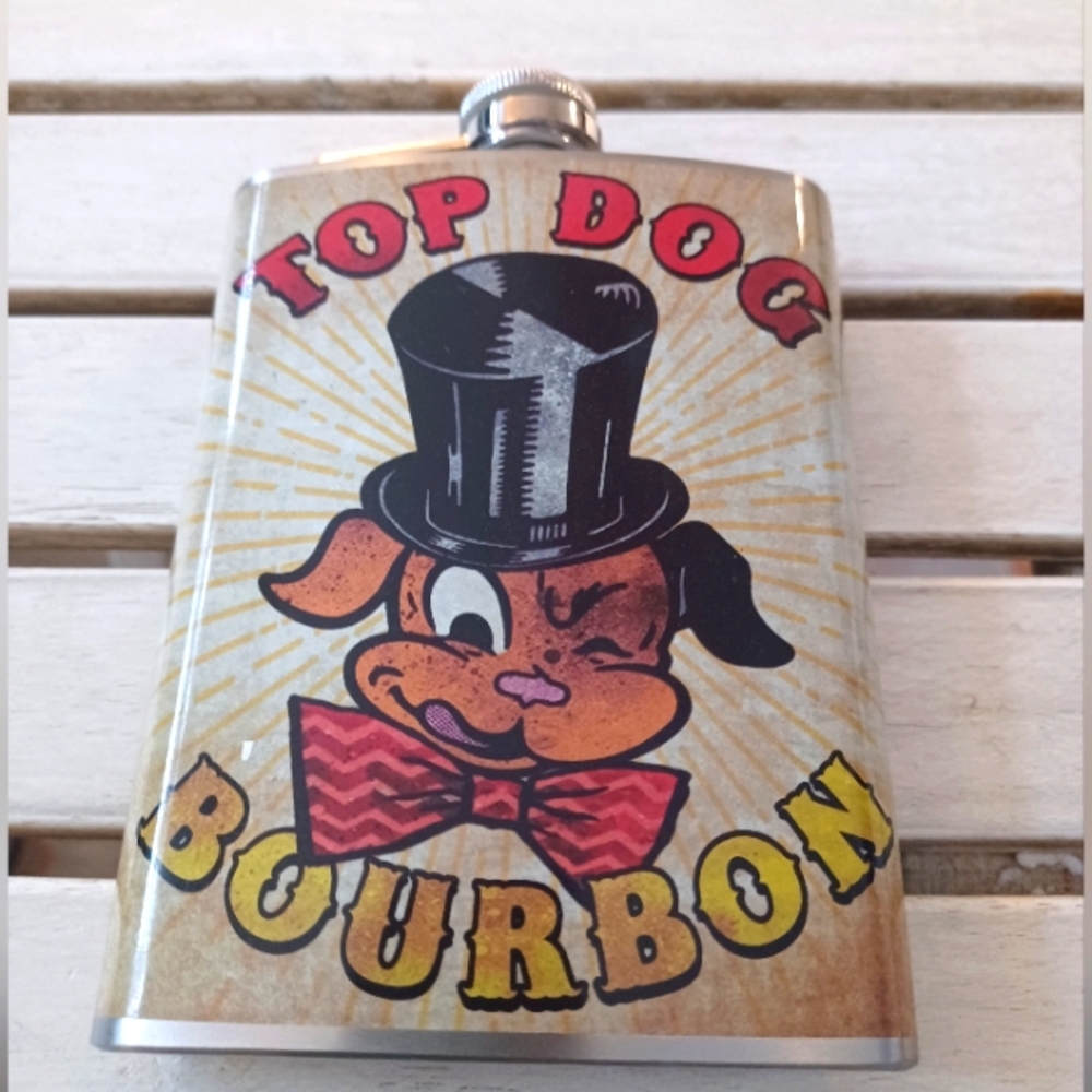 Flask BOURBON TOP DOG 🐕 NWT STAINLESS STEEL